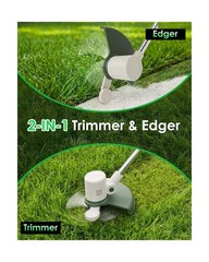 Cordless String Trimmer Battery Powered, 21V 2-in-1 Weed Wacker and Edger wit…