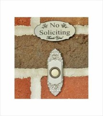 1.5″ X 3″ – Elegant No Soliciting Sign Doorbell Sign Stainless Steel color