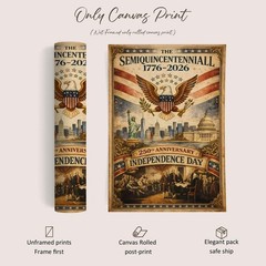 US 250th Anniversary Frog Wall Art Patriotic American Flag Poster Decor