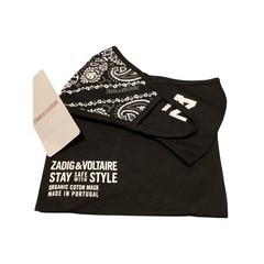 NWT Zadig & Voltaire Organic Cotton Face Mask Set Noir Black Paisley Portugal