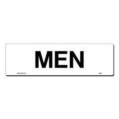 17 In. X 5 In. Black on White Plastic Men Sign