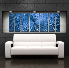 Metal Wall Sculpture Modern Abstract Art Blue Painting Contemporary Home Decor L
