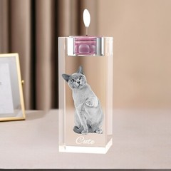3D Crystal Candle Holder, Unique Birthday Wedding Anniversary 3D photo Gifts