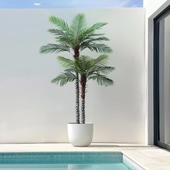 8ft Tall UV Resistant Faux Palm Tree, 96in Artificial Palm Tree Indoor Outdoor,