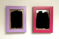 Set of 2 Purple & Pink 3.5×5” Portrait Photo Frames Clear Glass Stand