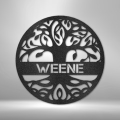 Personalized Tree of Life Metal Sign Wall Decor – Powder Coated Indoor/Outdoor