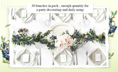 30 Pcs Artificial Blue Berry Stems Bulk, 9.8 Inch Faux Berry Picks with Green