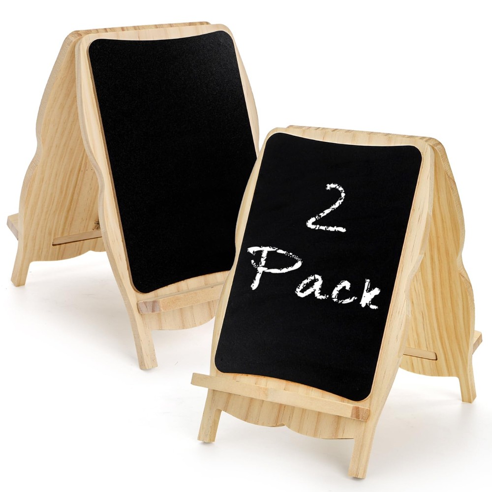 2 Pack Small Framed Tabletop Chalkboard Signs 5 x 8 Inches Double-Sided Chalk…
