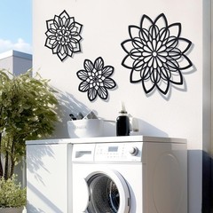 Farmhouse Style Black Metal Floral Wall Decor – 3 Unique Pieces for Any Room