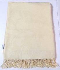 HOTEL COLLECTION Ivory Jacquard 100% Virgin Wool Throw 58″ x 72″