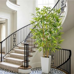 6FT Artificial Bamboo Tree, Fake Plants Faux Bamboo Plant with White Tall