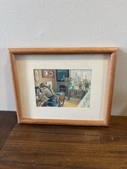 Vintage Framed Wall Art Print of “Letter-Writing» (1912) by Artist Carl Larsson