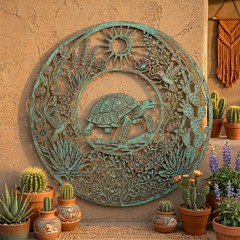 Turtle Metal Wall Art Custom Southwest Outdoor Patio Garden Decor Gift