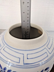 WBI Blue & White Ginger Jar & Lid Double Happiness Motif Hand Painted in China