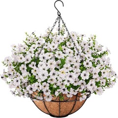 Roberly Artificial Hanging Flowers for Outdoors with Hanging Basket Fake Silk…