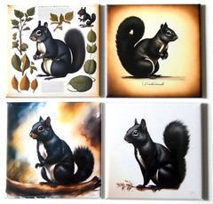 Black Squirrel FRIDGE MAGNET Set