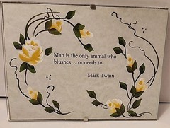 Man Is The Only Animal Who Blushes…or Needs To. Mark Twain Framed Quote 7″x5″