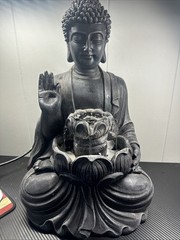 19in Tranquil Meditating Buddha Garden Statue Water Fountain Decor Light Up