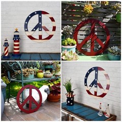 Metal Treasured Red Peace Sign Decorative Metal Hanging Peace Sign Wall DecorArt