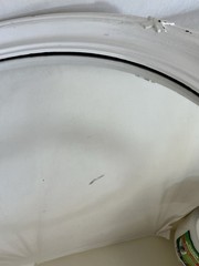 Vintage Round Wood Convex Mirror Painted White with X Accent Farmhouse Country