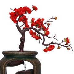 LED Light Resin Vase Fountain Waterfall Desktop Water Indoor Decor with Atomizer