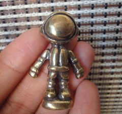 Old Solid Brass Cute Robot Statue Collection Figurine for Home Decor