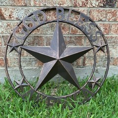 24″,32″,36″ GOD BLESS AMERICA BARN METAL STAR WESTERN HOME DECOR RUSTIC BRONZE