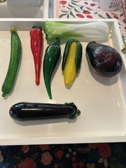 Vtg Murano Style Italian Hand Blown Art Glass Vegetables Lot Of 7 Pristine