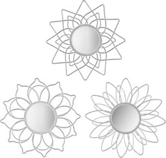 Silver Mirrors for Wall Metal Flower Mirrors Home Decoration Wall Art Decorat…