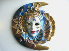 VENETIAN WALL ART MASK ITALY HAND PAINTED CERAMIC BRIGHT COLOR VENEZIA 9″