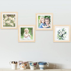 Picture Frames 10×10 Grain Nature Solid Wood 2 Pack for Wall Mount and Tablet…