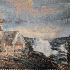 Thomas Kinkade Lighthouse Tapestry Throw Blanket, 66×45”, A Light in the Storm