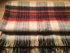 English Heritage 100% Wool Fringed Plaid Blanket Made in UK 56″ × 46″