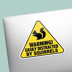 Easily Distracted by Squirrels Sticker – Funny Animal Decal