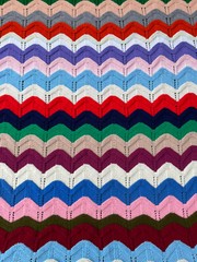 Vintage Afghan Crochet Handmade Throw Blanket 82×48 Rainbow Multi-Color