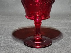 Ruby Red Pressed Glass Compote Candy Dish Berry Pattern