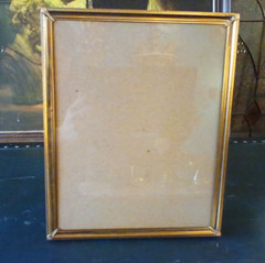 VINTAGE ORNATE METAL PHOTO FRAME 8X10 GRAY VELVET MID CENTURY EASEL HANGING