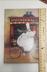 Vintage Fat Chef Kitchen Wall Decor Wood Plaque Hanging 8″ X 6″