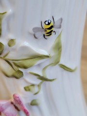 BELLEEK Ireland Sping time vase 8in Tall Dragonfly Ladybug Bee Butterfly Flowers