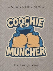 Funny Adult Humor Sticker, Magnet, or Keychain – “Coochie Muncher” Bold NSFW