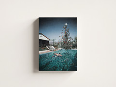 Slim Aarons Christmas Swim Poster Vintage Holiday Photography Canvas Wall Art