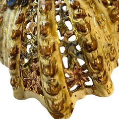 Antique Budapest Fischer Rare Ornate Gold Floral Pierced Footed Bowl