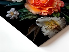 Wall Art Floral Bouquet Print Orange Lily Rose White Blossom Black Background