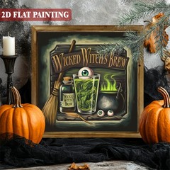 «Wicked Witch Brew» Potion Broom Glowing Eyes Wooden Sign Halloween Witch Gift
