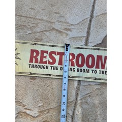 Vintage Tiki Bar Restroom Sign Bamboo Border Tropical Wall Decor 24×6 Inch