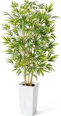 6FT Artificial Bamboo Tree, Fake Plants Faux Bamboo Plant with White Tall