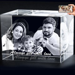 Pet – 3D Photo Crystal Block in Glass Customed Loved Gift – Small, Medium, Large