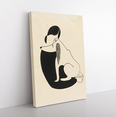 Woman With A Dog by Christina Malman Framed Painting Print Classic Wall Art
