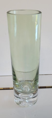 3 KROSNO CYLINDER VASES THICK BOTTOMS WITH BUBBLE YELLOW CLEAR GREEN 8 INCHES
