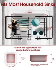 Sakugi Dish Drying Rack in Sink – Standard – 15.4″ × 9.8″ × 3″, Black